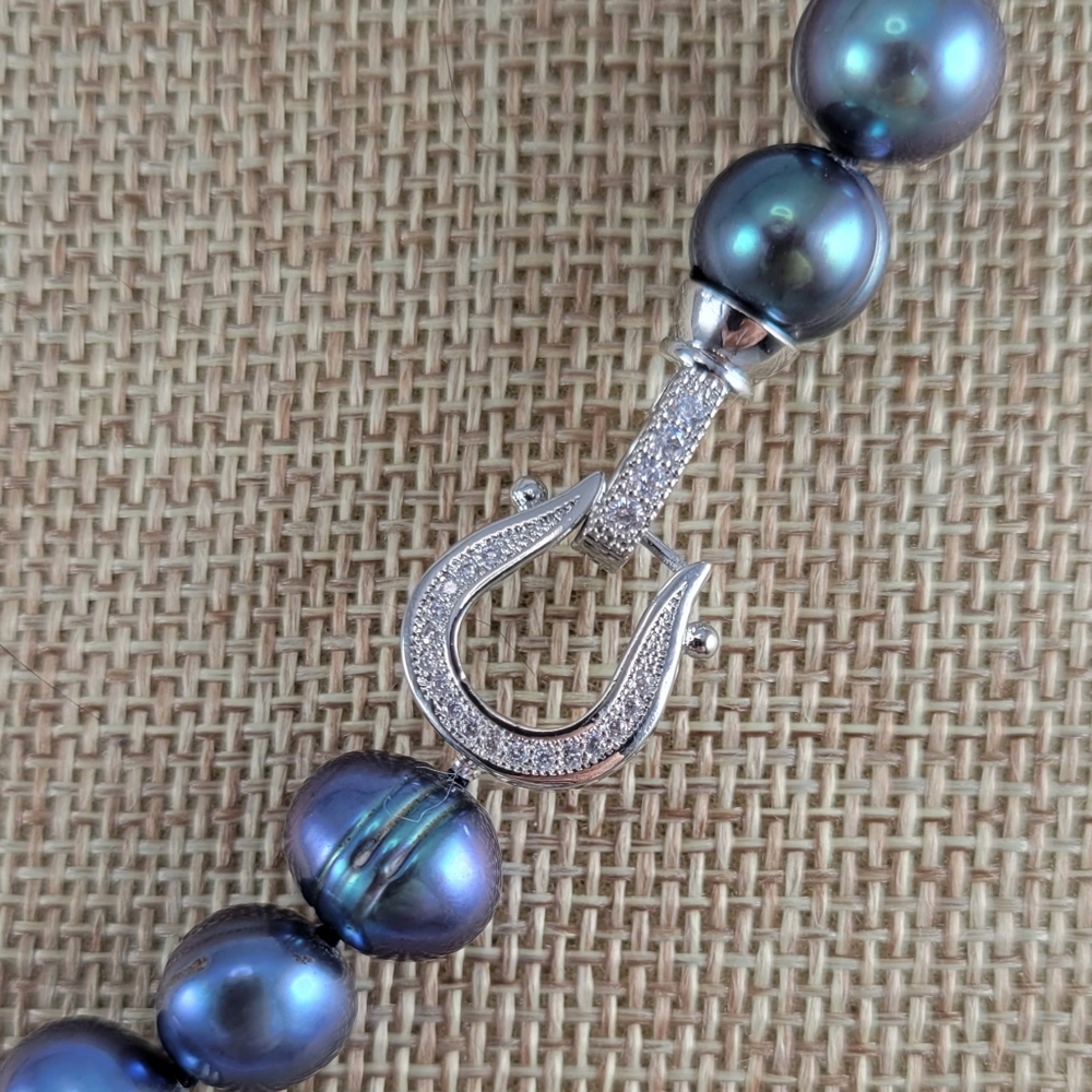 REAL 17" Black Pearl Necklace - Picture 2 of 8